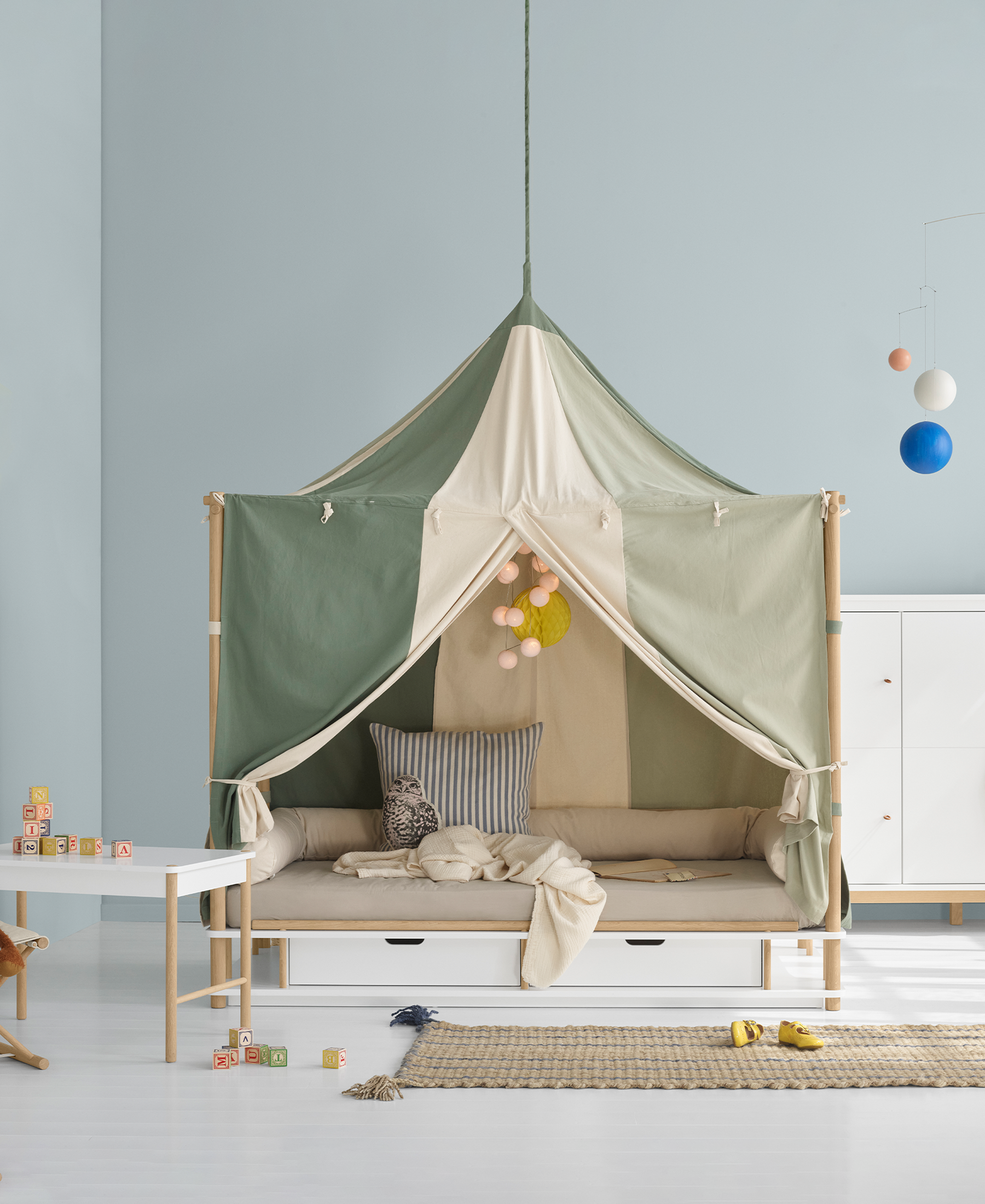 Camp sengehimmel Circus, grøn/ufarvet