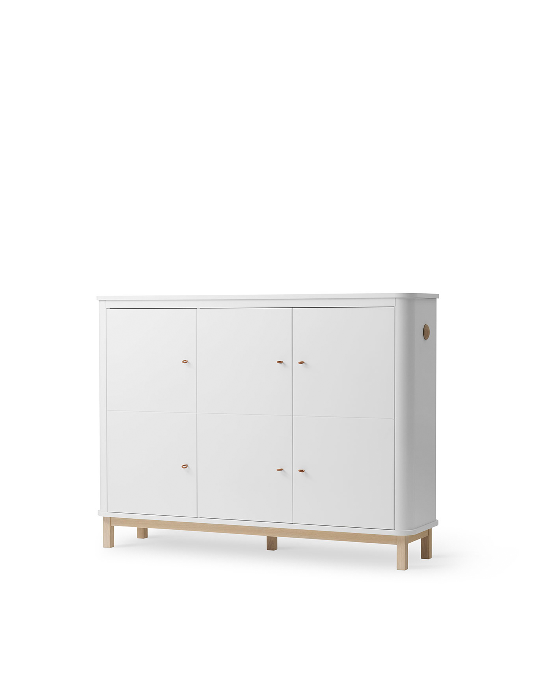 Wood multiskab 3 døre, hvid/eg