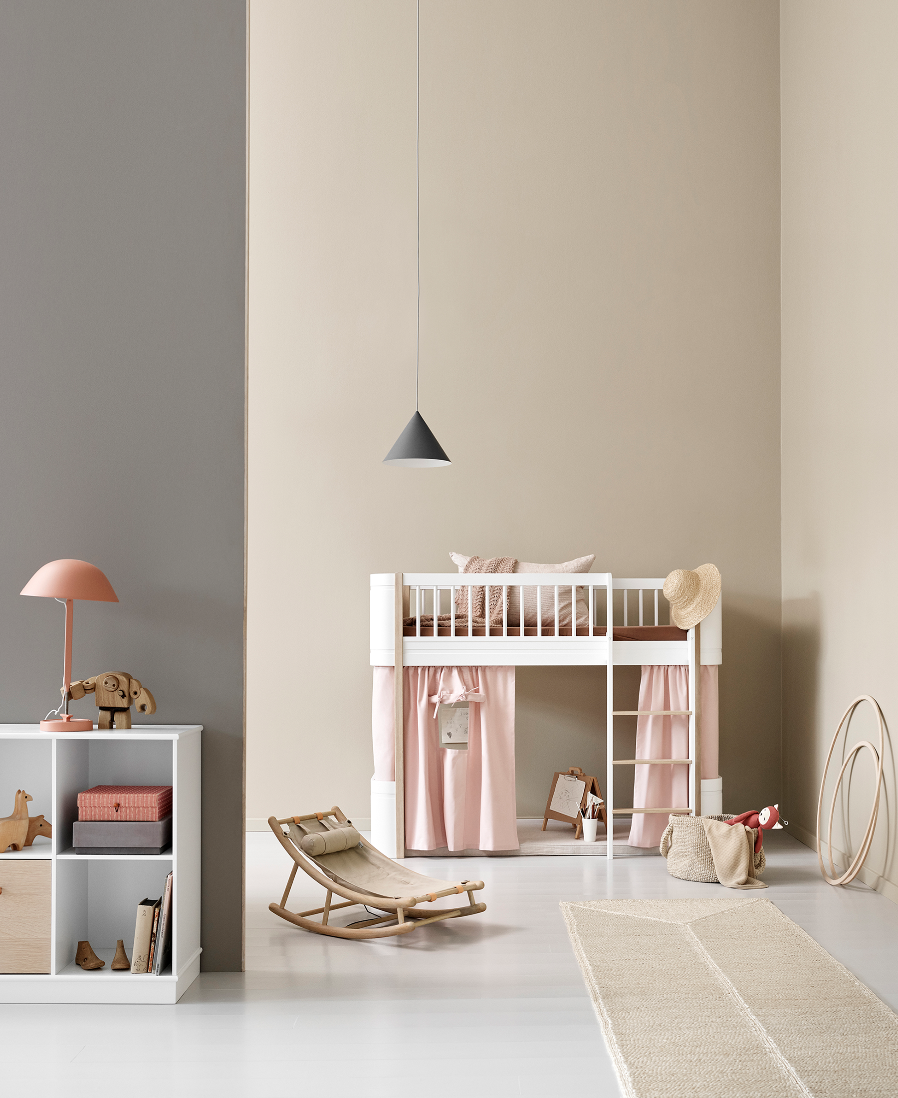 Forhæng til Wood Mini+ halvhøj seng, rosa