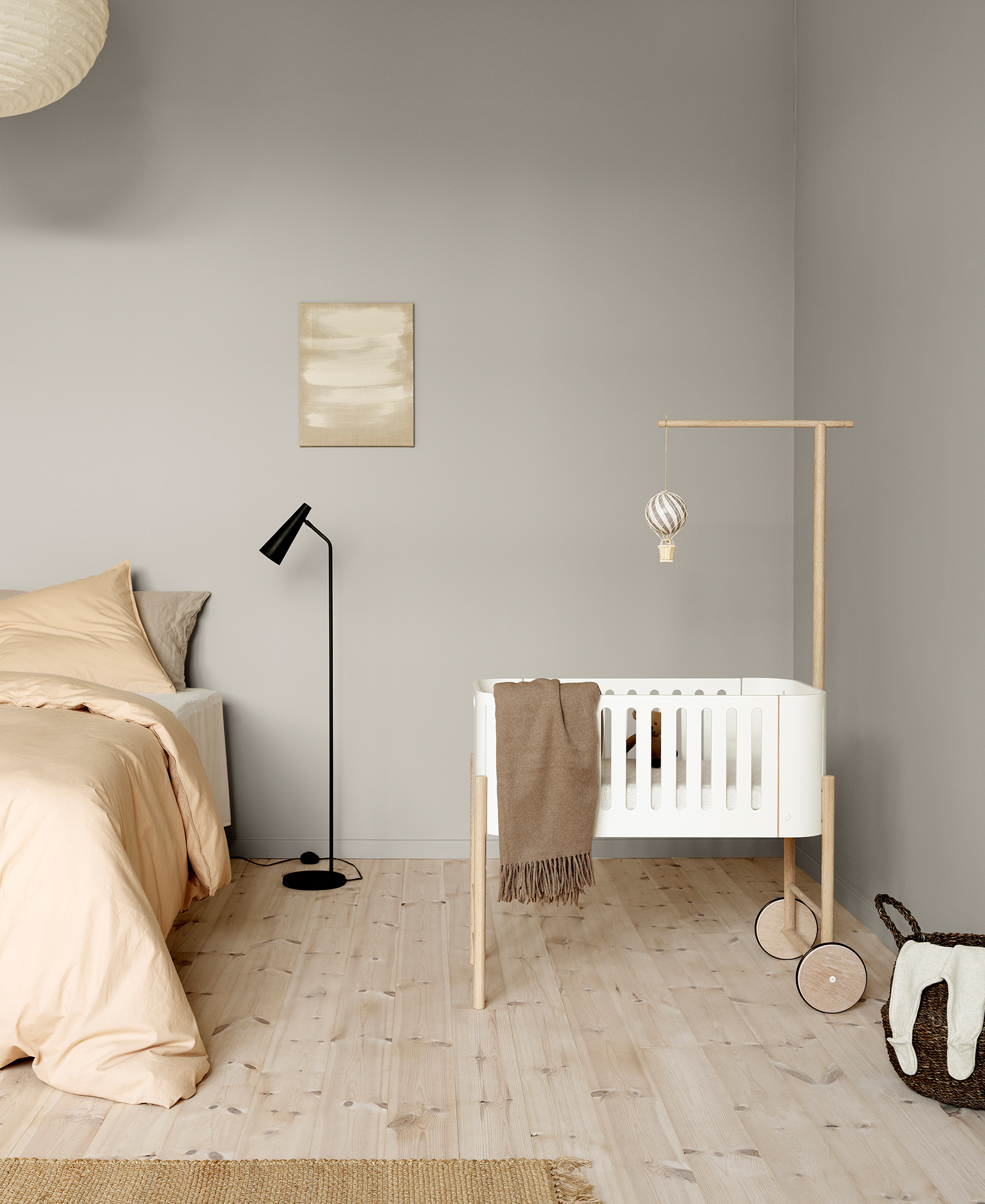 Wood Co-sleeper inkl. ombyg til bænk, hvid/eg