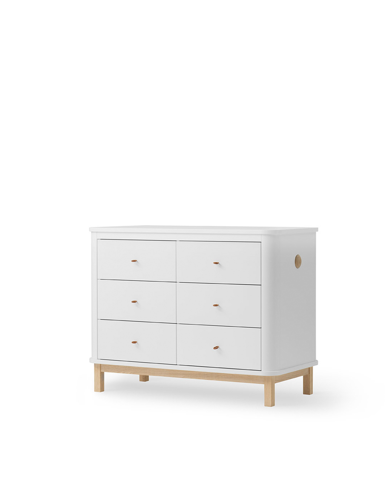 Wood kommode 6 skuffer, hvid/eg – Furniture
